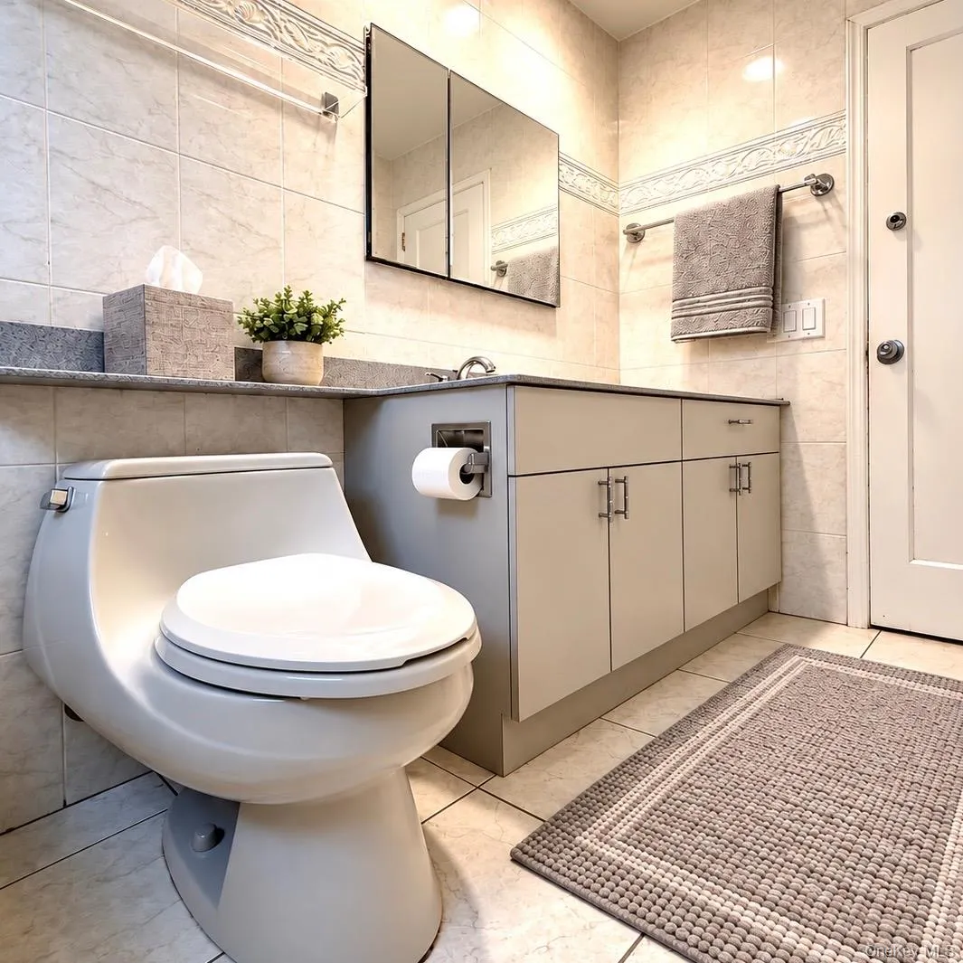 Full Bath Main Level in neutral gray tones Full Bath Main Level in neutral gray tones