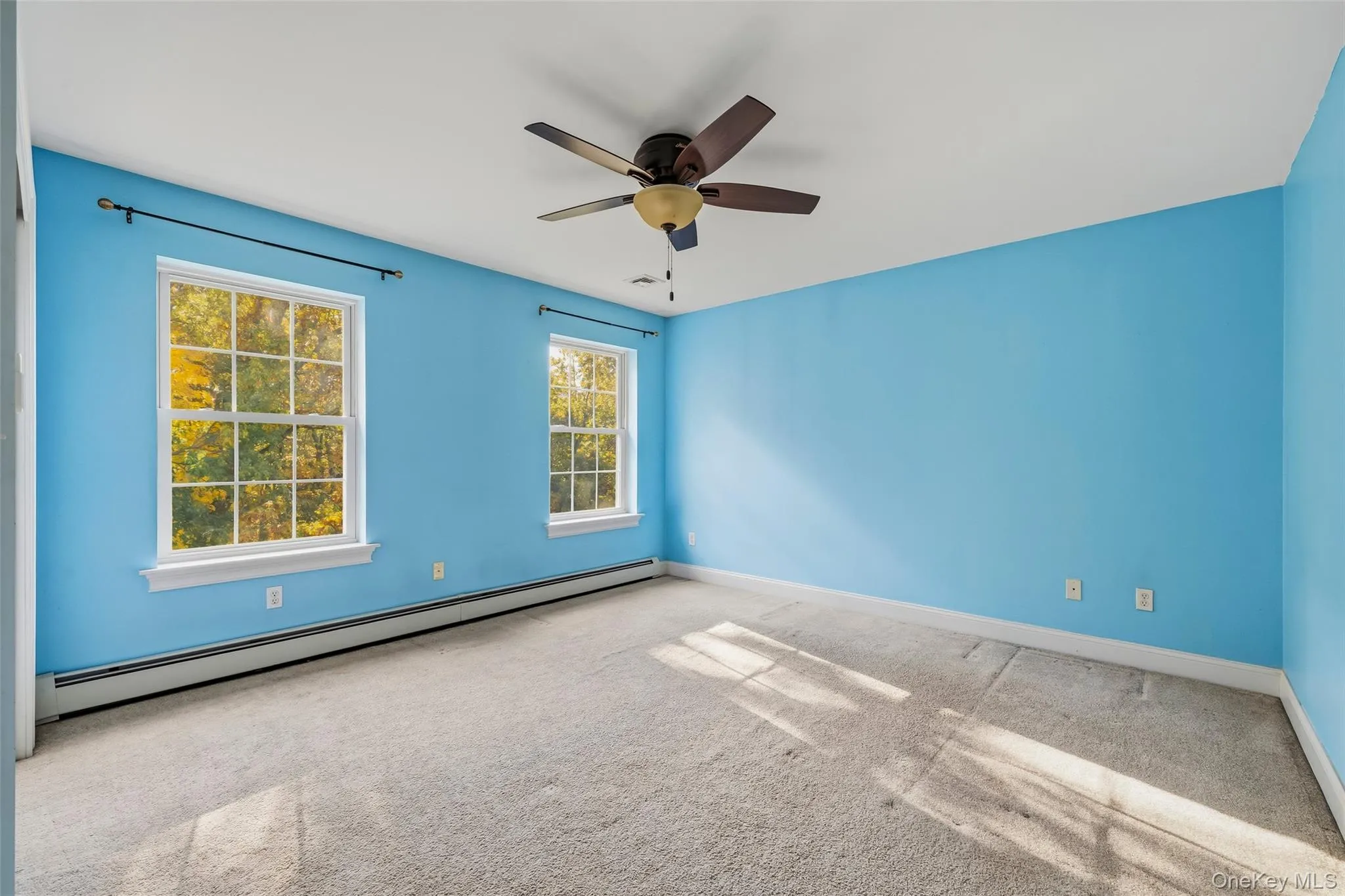 Carpet, ceiling fan, closet Carpet, ceiling fan, closet