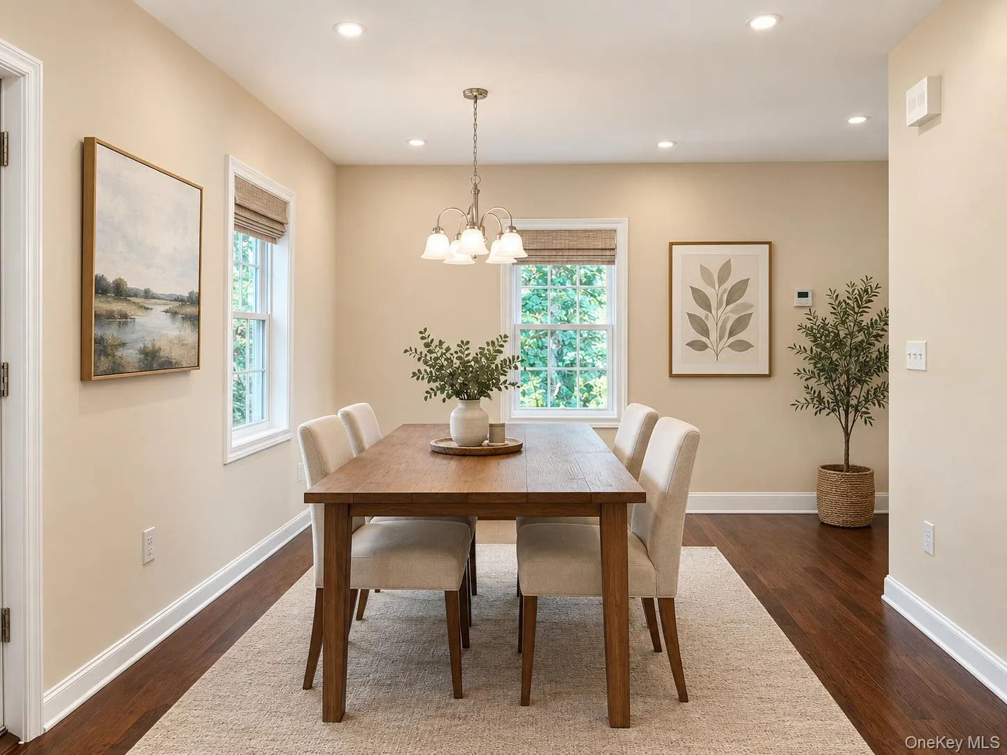 Virtually staged dining area view from kitchen Virtually staged dining area view from kitchen