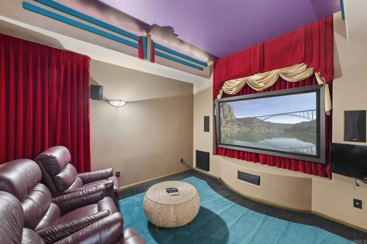 Back bedroom converted to a large screen movie theatre