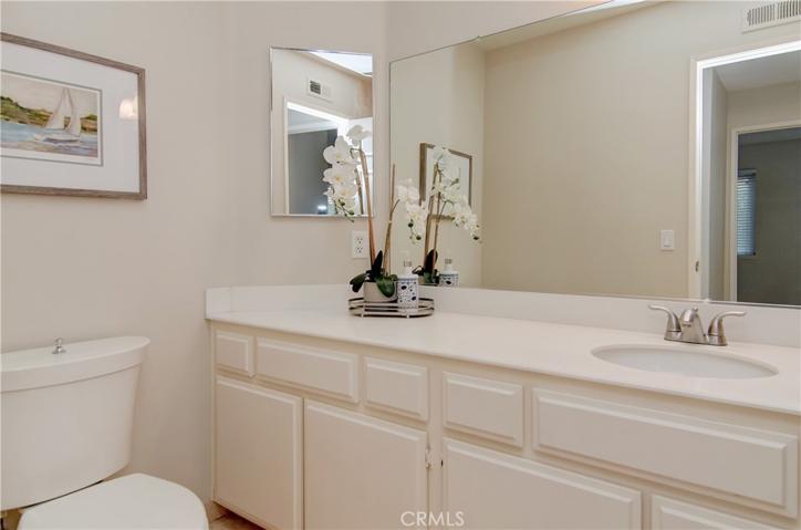 Sparkling upstairs hall bath is adjacent to both secondary/kids bedrooms.