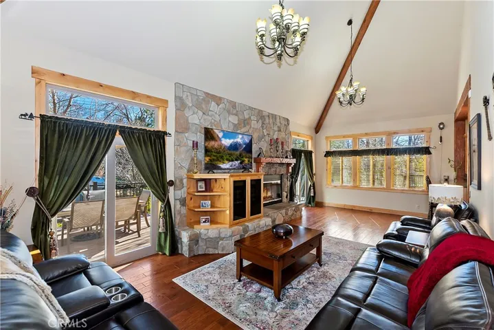 Downstairs Family Room with Wood Floors
