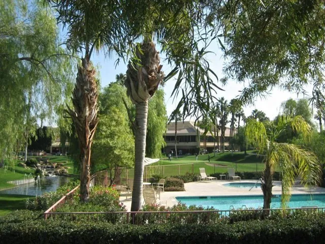 Waterfall and pool from front door