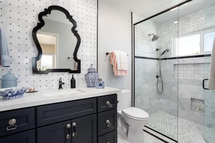 Gorgeous bathroom with distant ocean views as you shower ; )