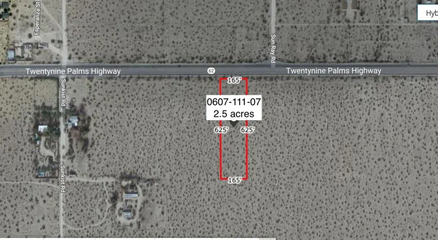 2 .5 Acres On Hwy 62 Near Sunkist Highway, Joshua Tree, California 92252, ,Land,For Sale,Acres On Hwy 62 Near Sunkist,219074991DA