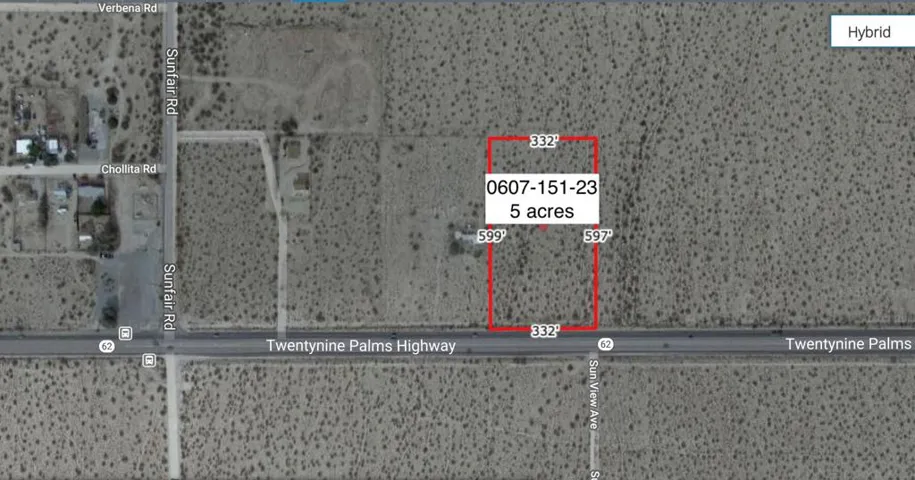 5 Acres On Hwy 62 Near Sunfair Road, Joshua Tree, California 92252, ,Land,For Sale,Acres On Hwy 62 Near Sunfair,219074997DA