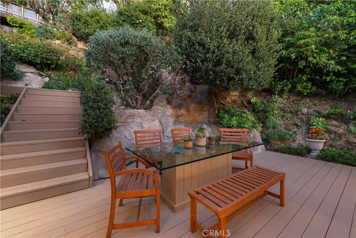 Patio Deck + Water Feature at Twilight