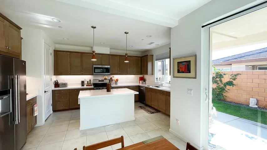 Open kitchen with patio access