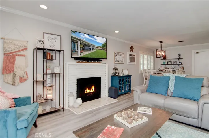 Living room has recessed lighting