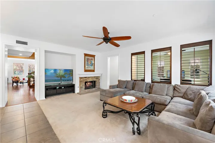 Large family room with cozy fireplace