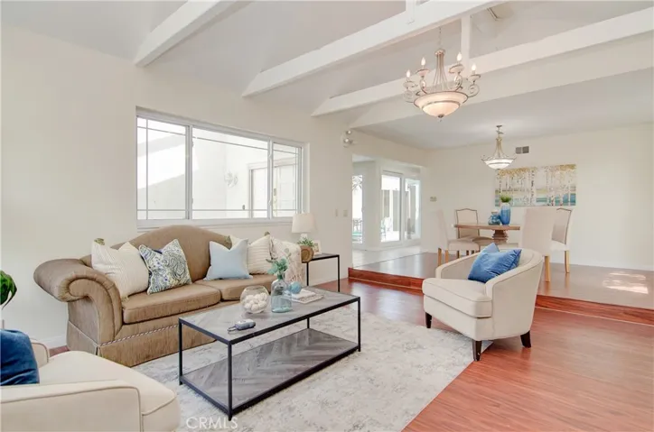 Soooo much natural light here...love the open bean ceiling...