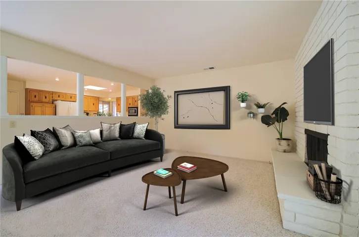 Family room virtually staged