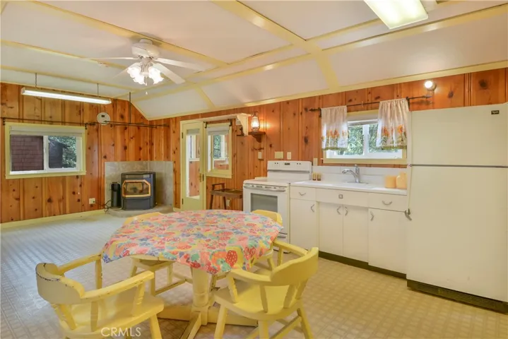 Kitchen/Dining/Living with Pellet Stove - Bedroom to right of pellet stove
