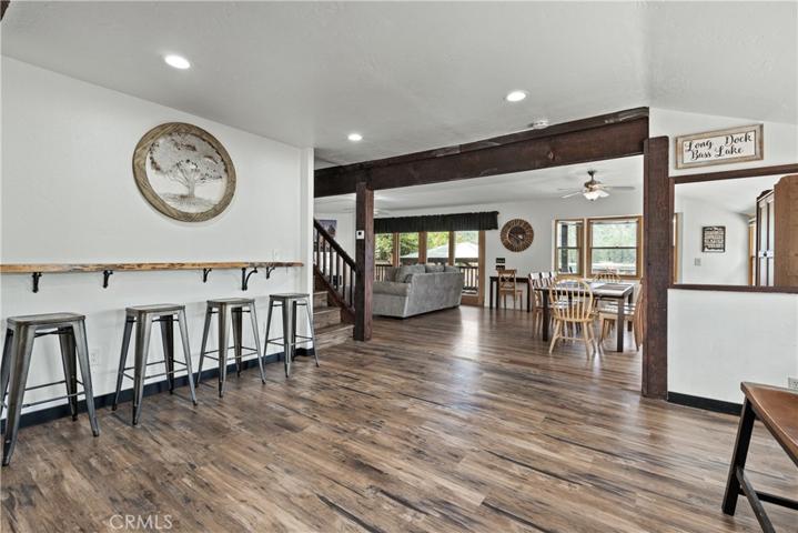 Open Floor-plan, custom Redwood bar.