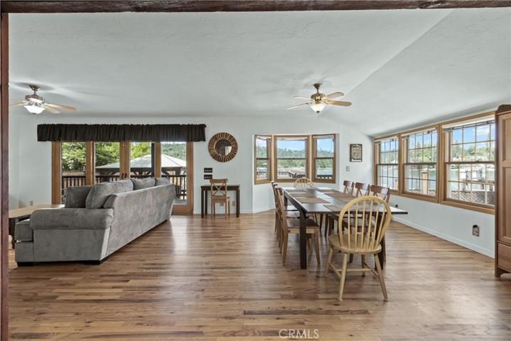 Lakefront wrap around views abound this open dining area.