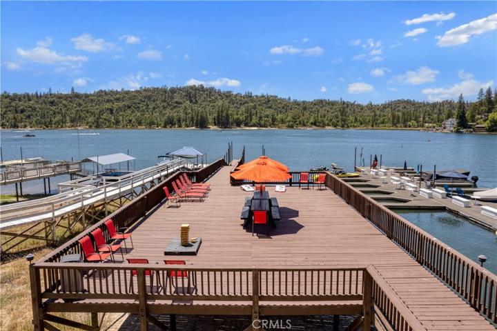 Entertaining deck attached to boat slip. Approximatly 30' X 40'
