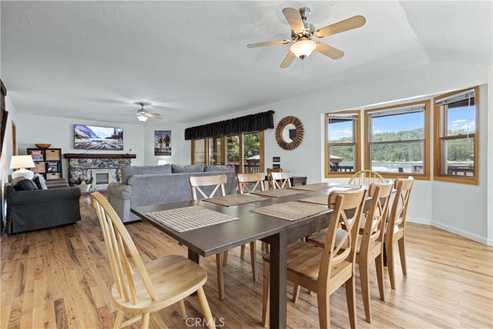 Lakefront wrap around views abound this open dining area.