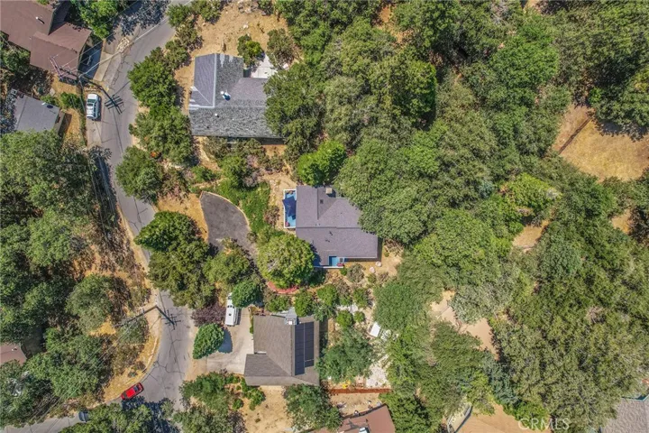 Aerial drone view above home