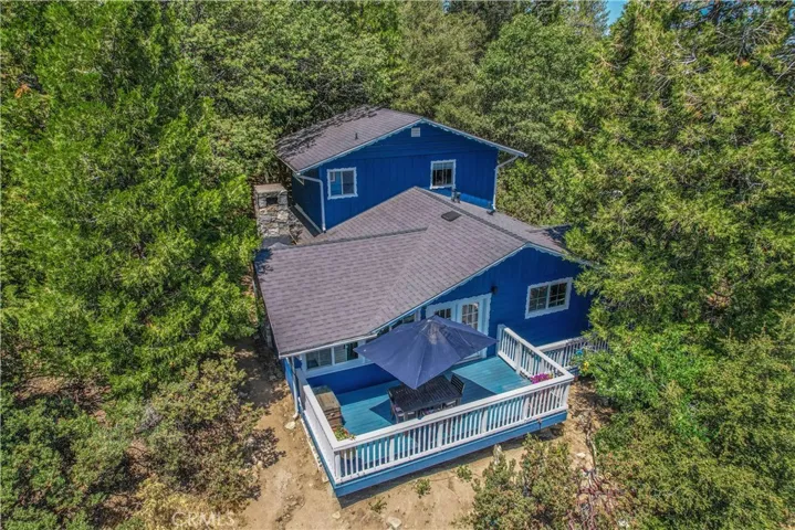 Aerial drone view above front of home