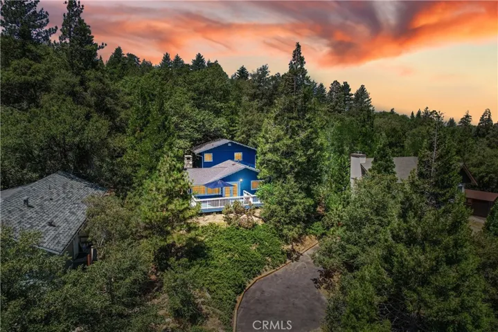 Aerial Drone view front of home