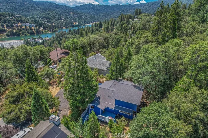 Aerial drone view of home near Lake Gregory
