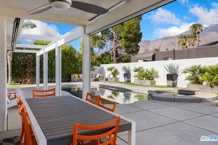 Covered patio with view