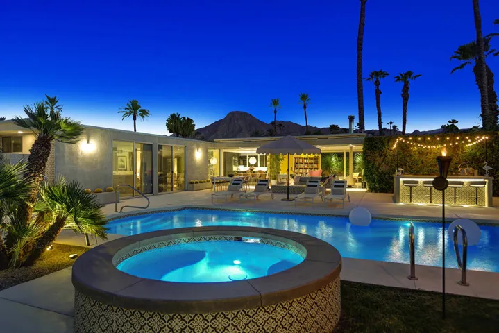 SPA TO POOL HOUSE AND MOUNTAINS NIGHT ML