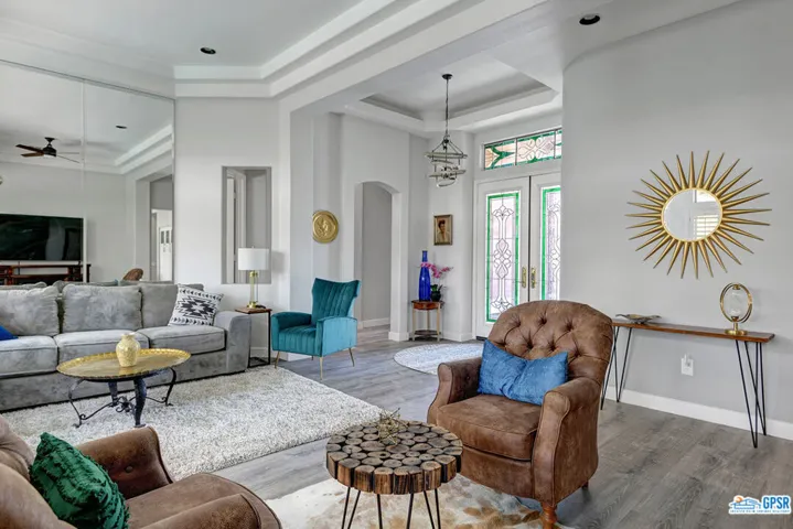 Entry and living room furnished in sun city, Palm Desert California