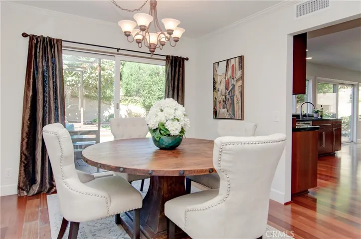 Flexible dining room can easily accommdate family dinners or large holiday gatherings.