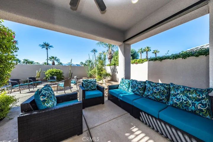 Covered patio outside the master bedroom.
