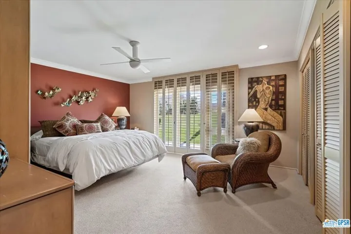 Guest bedroom opens to course