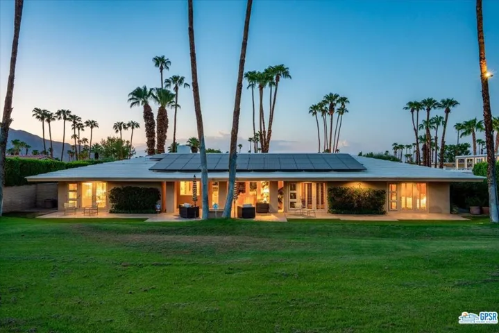 Rear elevation at dusk