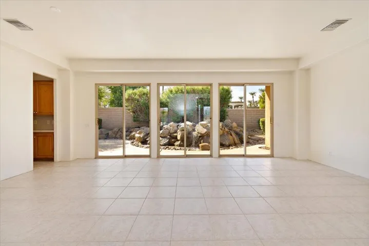 Living Room with View of Water Fountain