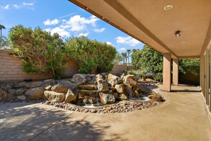 Backyard Patio with Water Fountain