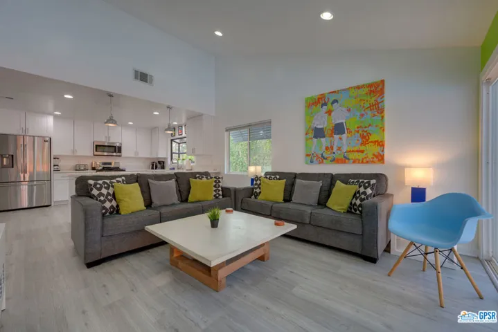 spacious family room and high ceilings