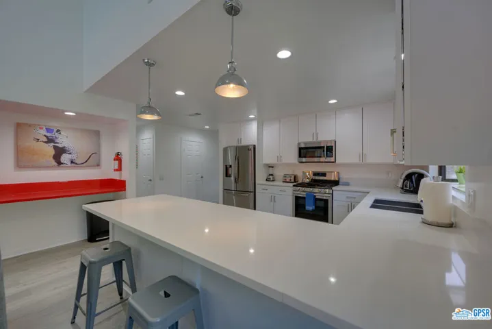 dry bar and kitchen