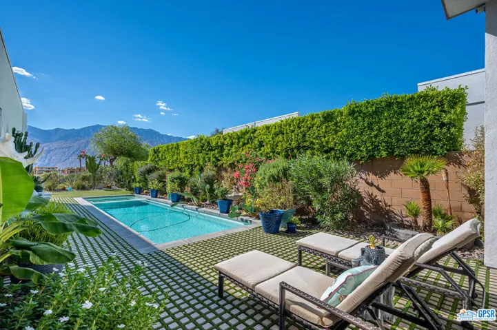 pool and lush landscaping