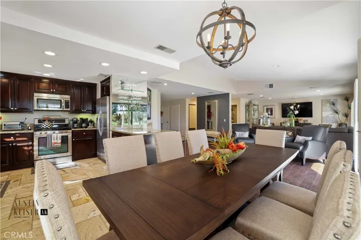 View to kitchen and dining room