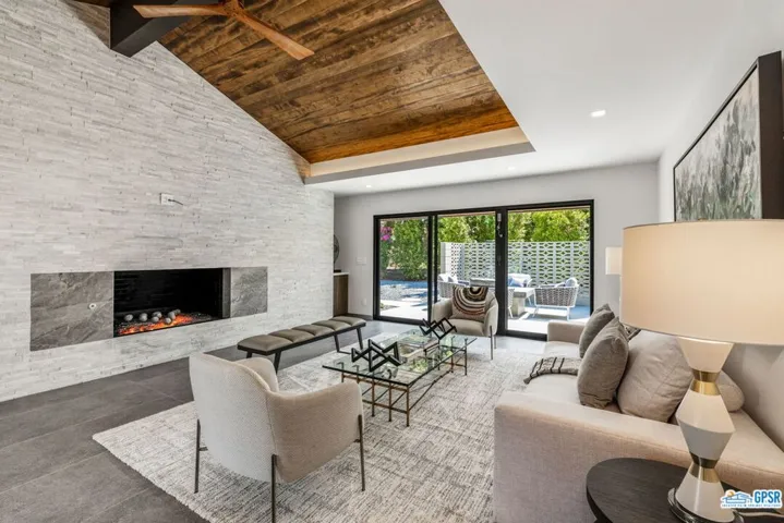 Liviing room to fireplace
