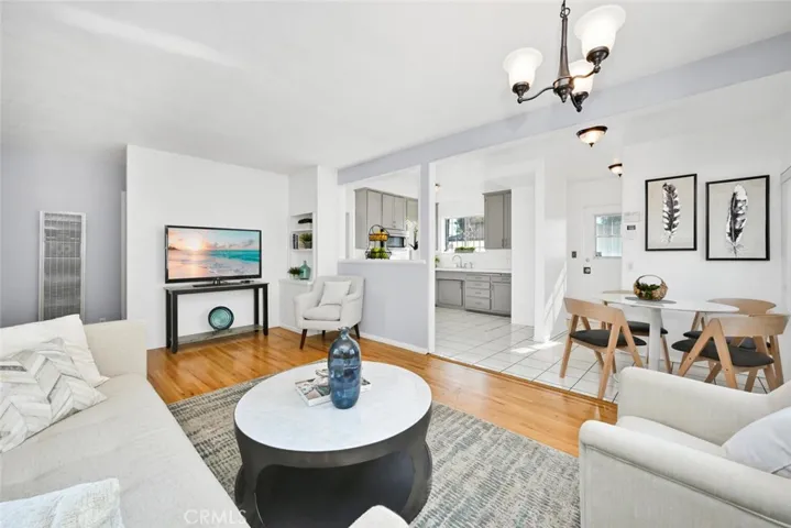 The living room opens nicely to the kitchen and dining area