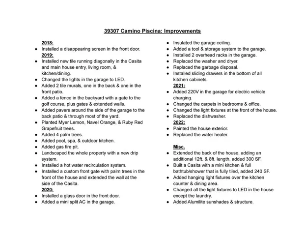 Improvement List
