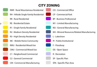 Lake Elsinore Zoning Map Legend