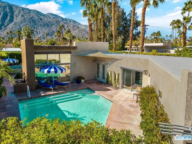 Large pool in entry courtyard