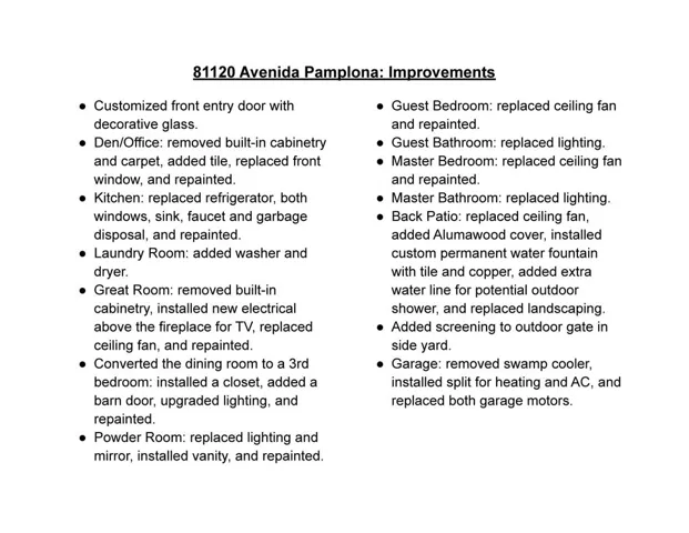 Improvement List