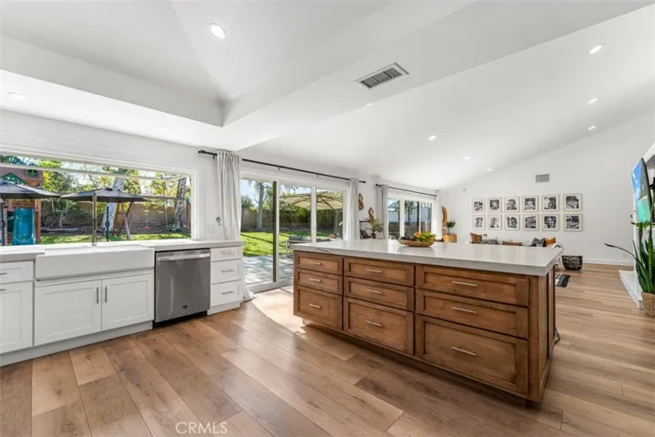 The kitchen is open to the family room.