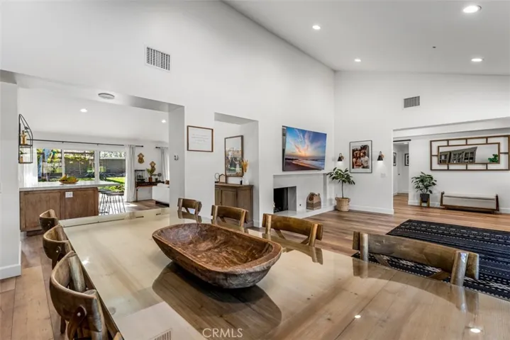 The dining room is open to the living room.