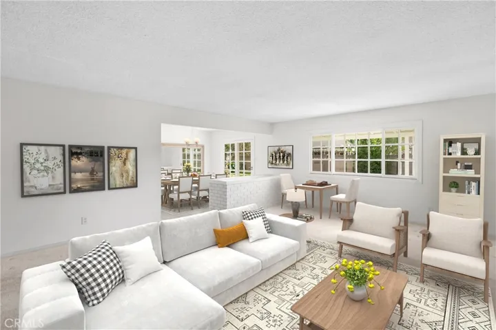 Living Room view into Dining Area (Virtually Staged)