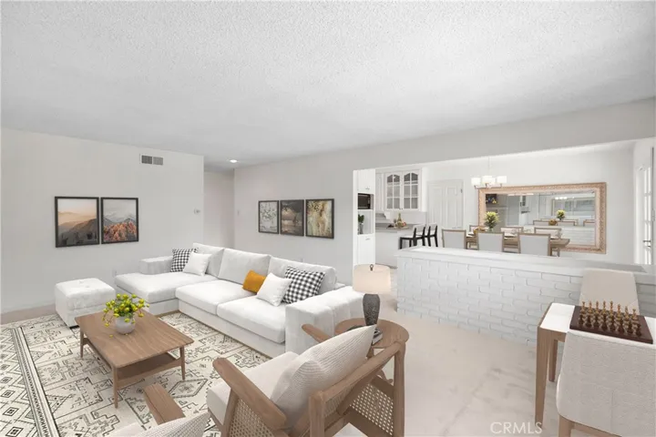 Living Room view into Dining Area (Virtually Staged)