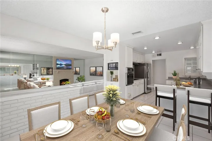 Dining Area, Living Room & Kitchen with Breakfast Bar (Virtually Staged)