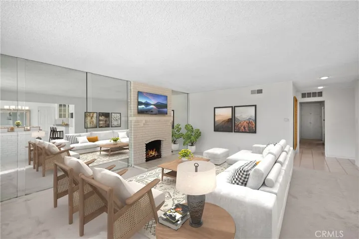 Living Room with cozy Fireplace (Virtually Staged)